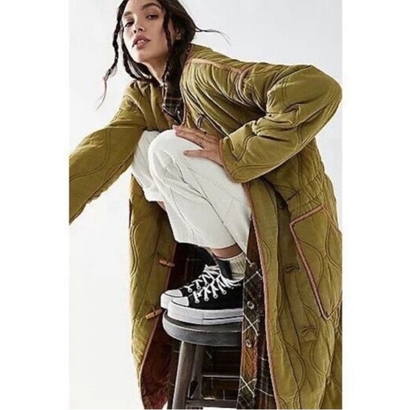 Free People Lush It Duffle Coat Army Green Size XS NEW - Picture 2 of 16